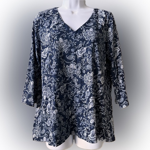J. Jill Tops J Jill Purejill Cotton Modal Tunic In Navy Vintage